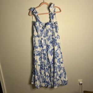 Crown & Ivy Blue and White Smocked Dress